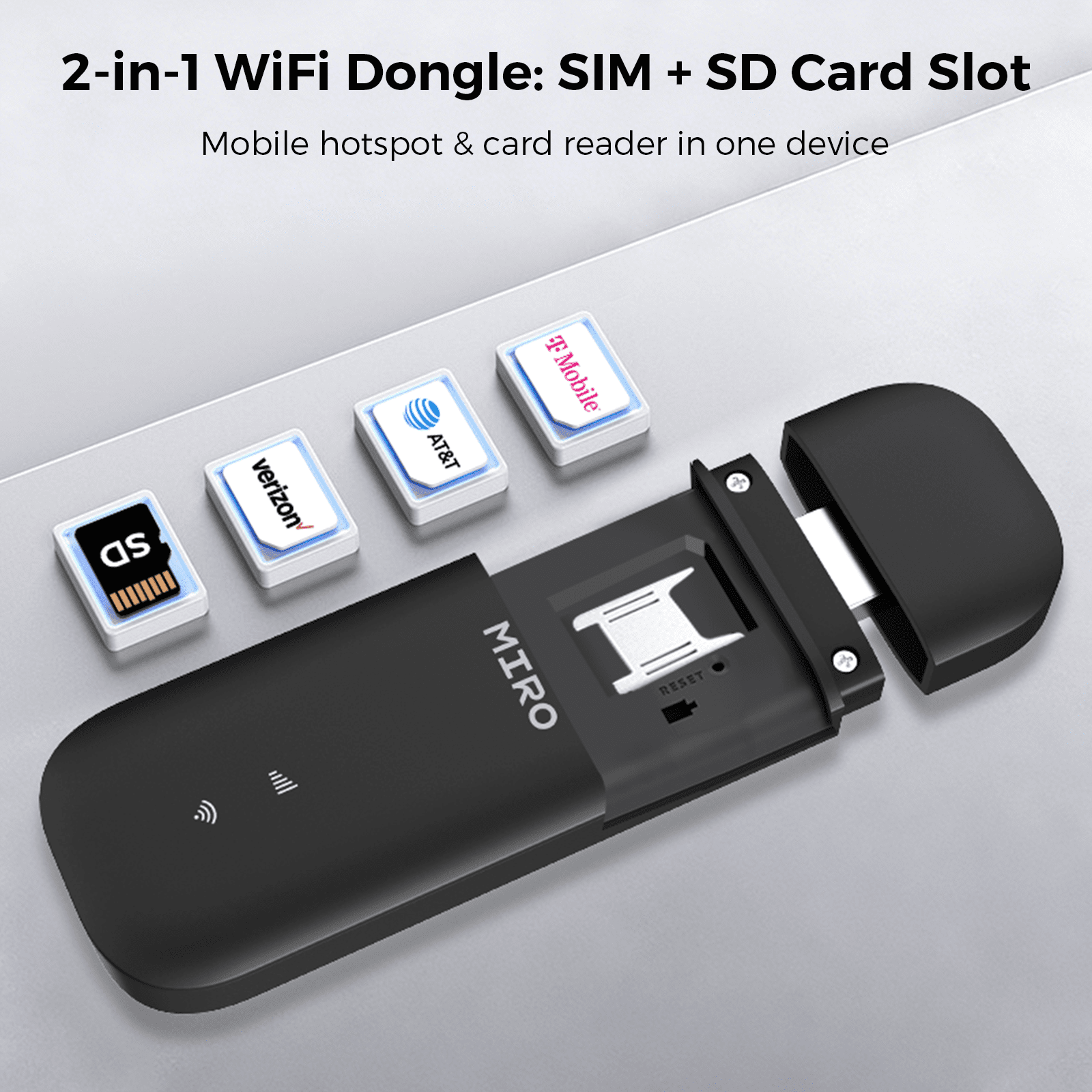 MIRO UFI 4G LTE USB WiFi Dongle: Plug & Play Portable Hotspot, 150Mbps Speed, Dual SIM/SD Slots