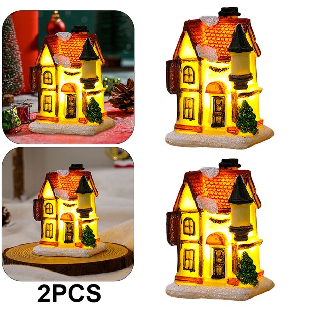 Adornos en Miniatura para Casa Navidad Recuerdos Fiesta Con Pilas 2 Uds. (H)
