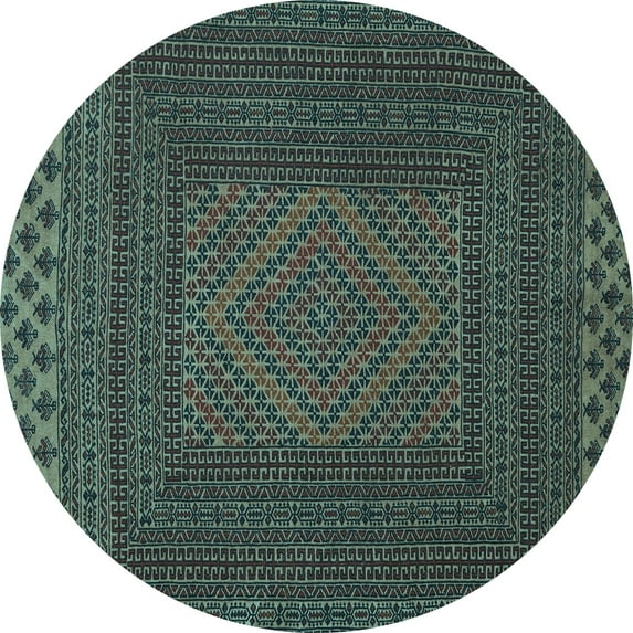 Ahgly Company Indoor Round Persian Light Blue Traditional Area Rugs, 3' Round