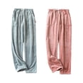 thumbnail image 4 of Minnieouse Pantalones térmicos para mujer, pantalones de pijama de franela polar Coral de felpa, cómodos, ligeros, de Color sólido, a prueba de Prendas para la parte inferior del cuerpo rosa 1 Minnieouse AP013821-05, 4 of 6
