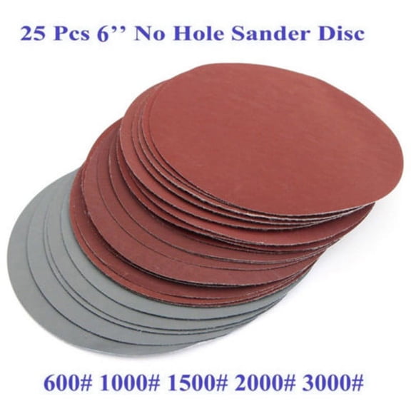 25pcs/Set 6" Sanding Discs 600# 1000# 1500# 2000# 3000# Grit Sandpaper