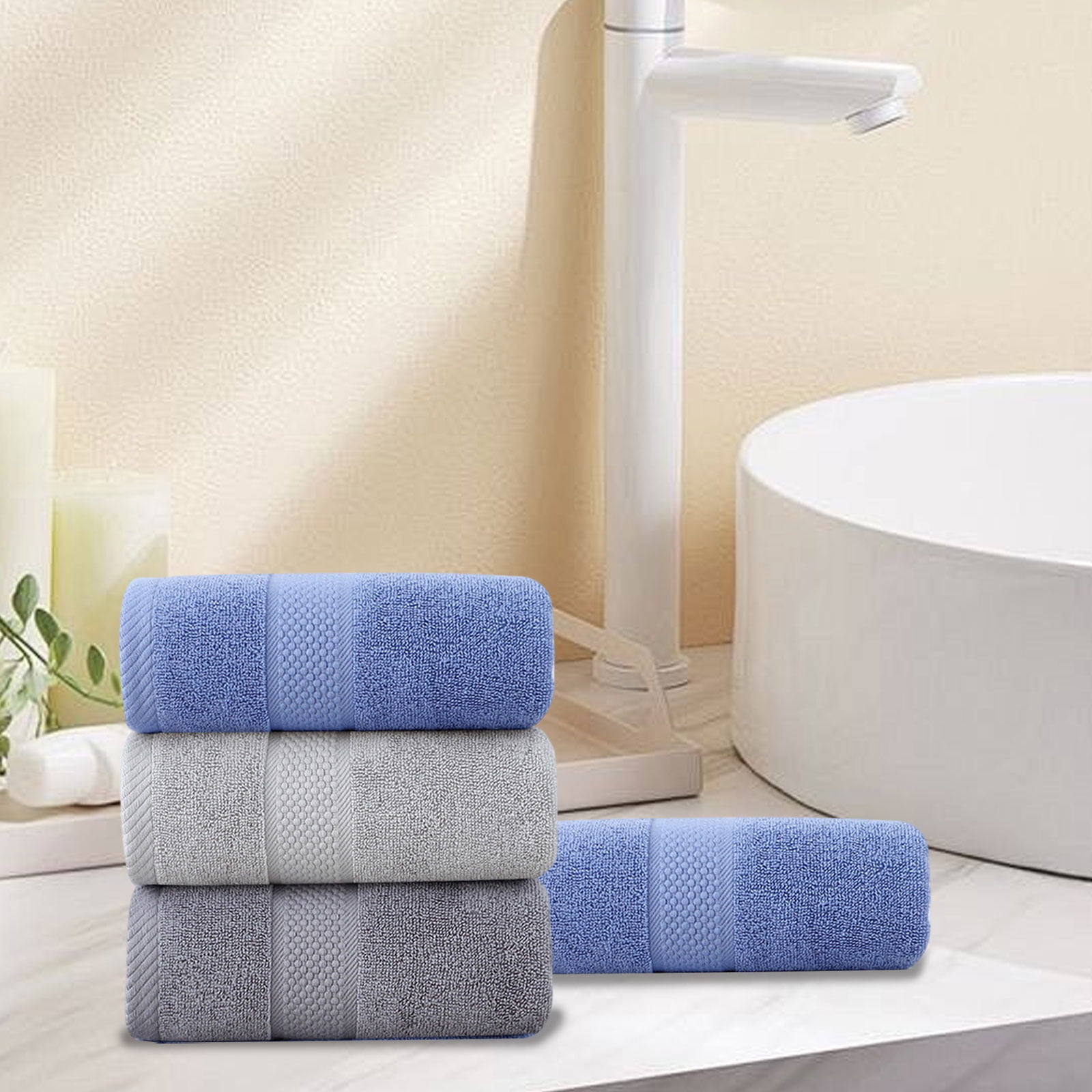 AUHomi Elegance Organic Cotton Face Towel - Super Soft, Quick Dry, Durable, Absorbent Oversized Face Towels - Ideal Quick Dry Large Luxury Towel Set for Shower,Cleanse the Face,(30"x14", 4pcs)