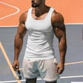 thumbnail image 2 of Fabrcox Waffle Men's Compression Tank Top Crew Neck Mens Sleeveless Shirt Big and Tall Basic Breathable Outdoor Running Men's Muscle Shirts White XXL, 2 of 9