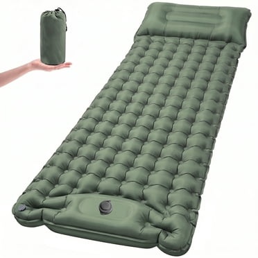 Honhorrs Camping Sleeping Pad, 4" Ultralight Inflatable Sleeping Pad with Pillow Built-in Foot Pump Compact Camping Air Mattress for Backpacking, Hiking, Outdoors (Green, Single)