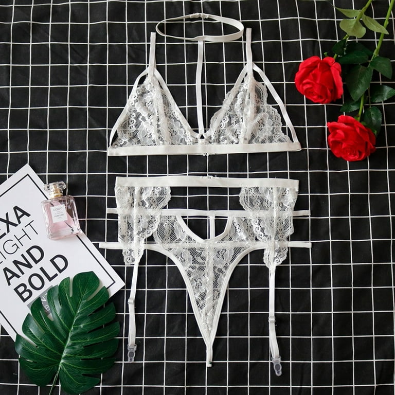3pcs/Set Women's Sexy Lace Hollow Out Triangle Thong Panties