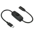 thumbnail image 1 of Cable de extensión Type C de Uxcell con interruptor ON/OFF y adaptador de cables de alimentación con indicador LED negro, 1 of 5