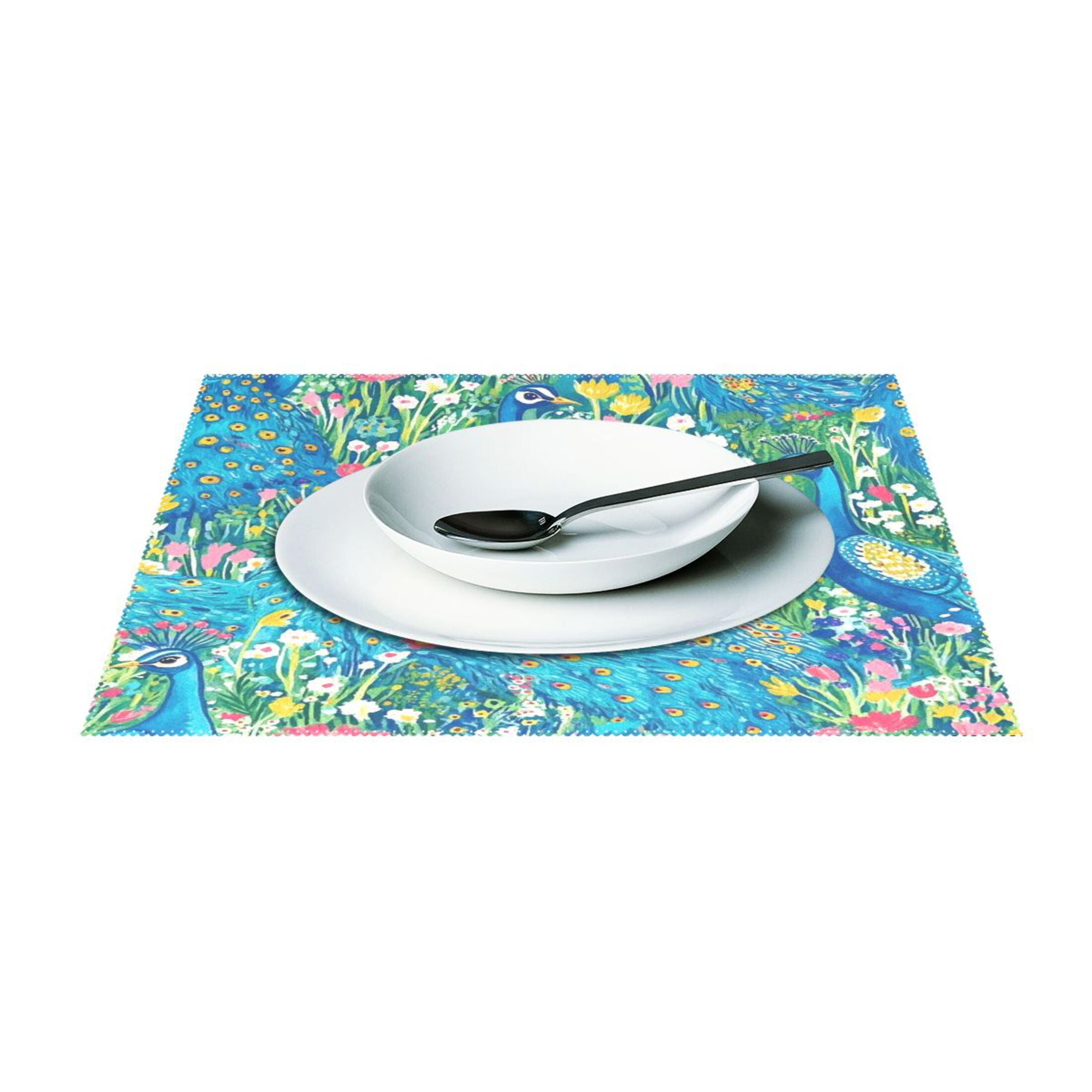 Regal Peacocks 6-Piece 12x18in Durable Place Mats, Heat-Proof and Non-Slip