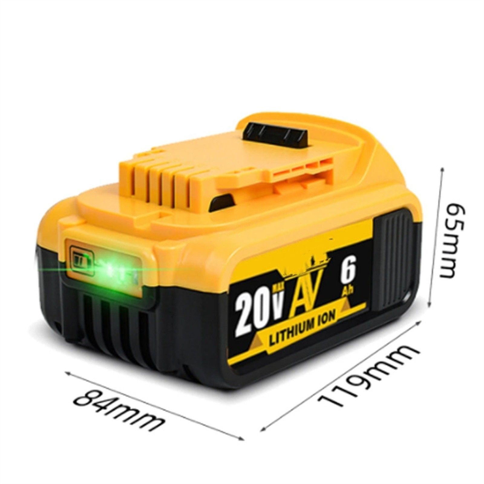 20V 6AH MAX XR Battery Lithium Ion 6.0Ah Premium XR Lithium Ion Battery, Compatible With All DeWalt 20V Cordless Power Tools (1-Pack Yellow)