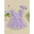 thumbnail image 4 of nvzhuang Baby Girls Romper, Summer Sleeveless Lace Casual Party Street Bodysuit Tops + Head Band, 4 of 9