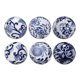 thumbnail image 1 of Set de bolas decorativas de porcelana Benzara, 10 cm, diseño floral, 6 esferas, 1 of 5