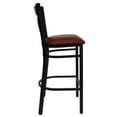 thumbnail image 6 of BizChair 2 Pack Black ''X'' Back Metal Restaurant Barstool - Burgundy Vinyl Seat, 6 of 8