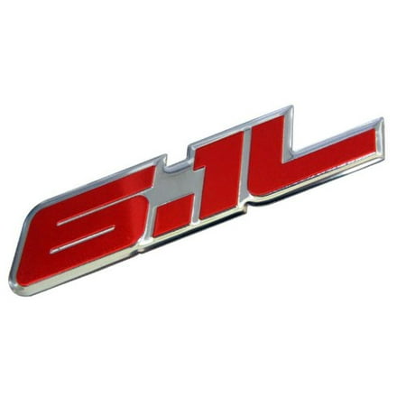 6.1L Liter Red & Polished Silver Hemi Engine Real Aluminum Emblem Badge for Dodge Charger Challenger Magnum Jeep Grand Cherokee Chrysler 300C SRT-8 SRT8 SRT (Best Tires For Dodge Charger Rt)