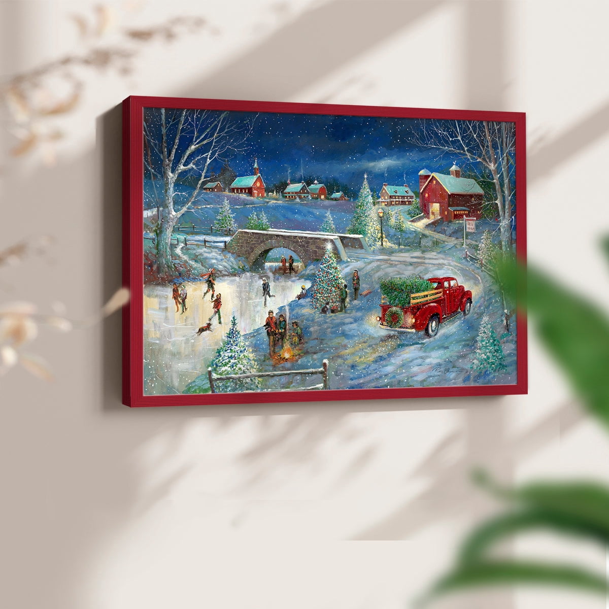 Warm Holiday Memories by Ruane Manning - Restickable Framed Giclée Print with Real Wood Frame