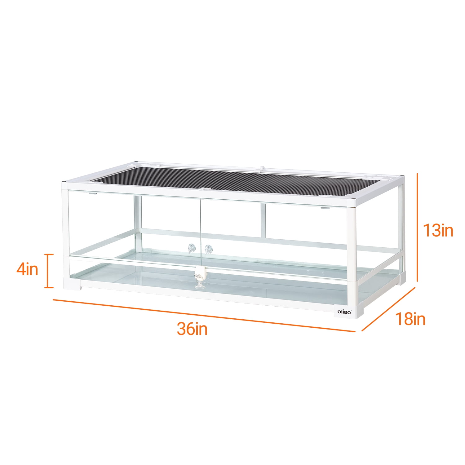 OiiBO Extra-Low Full Tempered Glass Reptile Terrarium, 36L x 18W x 12.6D, Easy Assembly