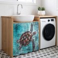 thumbnail image 3 of Coastal Sea Turtle Cabinet Curtain 35"Wx35"L,Dustproof Under Sink Skirt with Self Adhesive Tape,Blue Nautical Summer Beach Vintage Cabinet Curtain Cover for Kitchen Sink,Bathroom Vanity,Laundry Room, 3 of 9