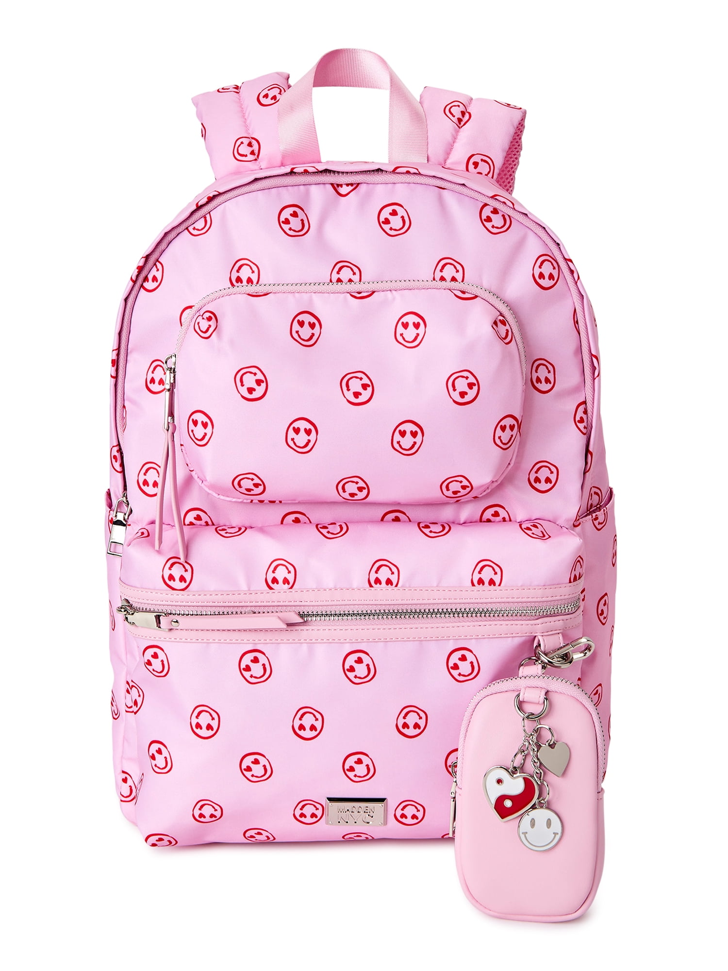 Madden NYC Women’s Modular Zipper Backpack Pink Smiley