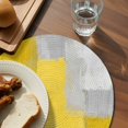 thumbnail image 3 of Yellow Abstract Round 15 Inch Placemats Set of 4, Grey Geometric Oil Painting Vintage Gradient HeatResistant Non Slip Place Mats for Dining Table, Wipeable Braided Kitchen Table Mats for Housewarming, 3 of 9