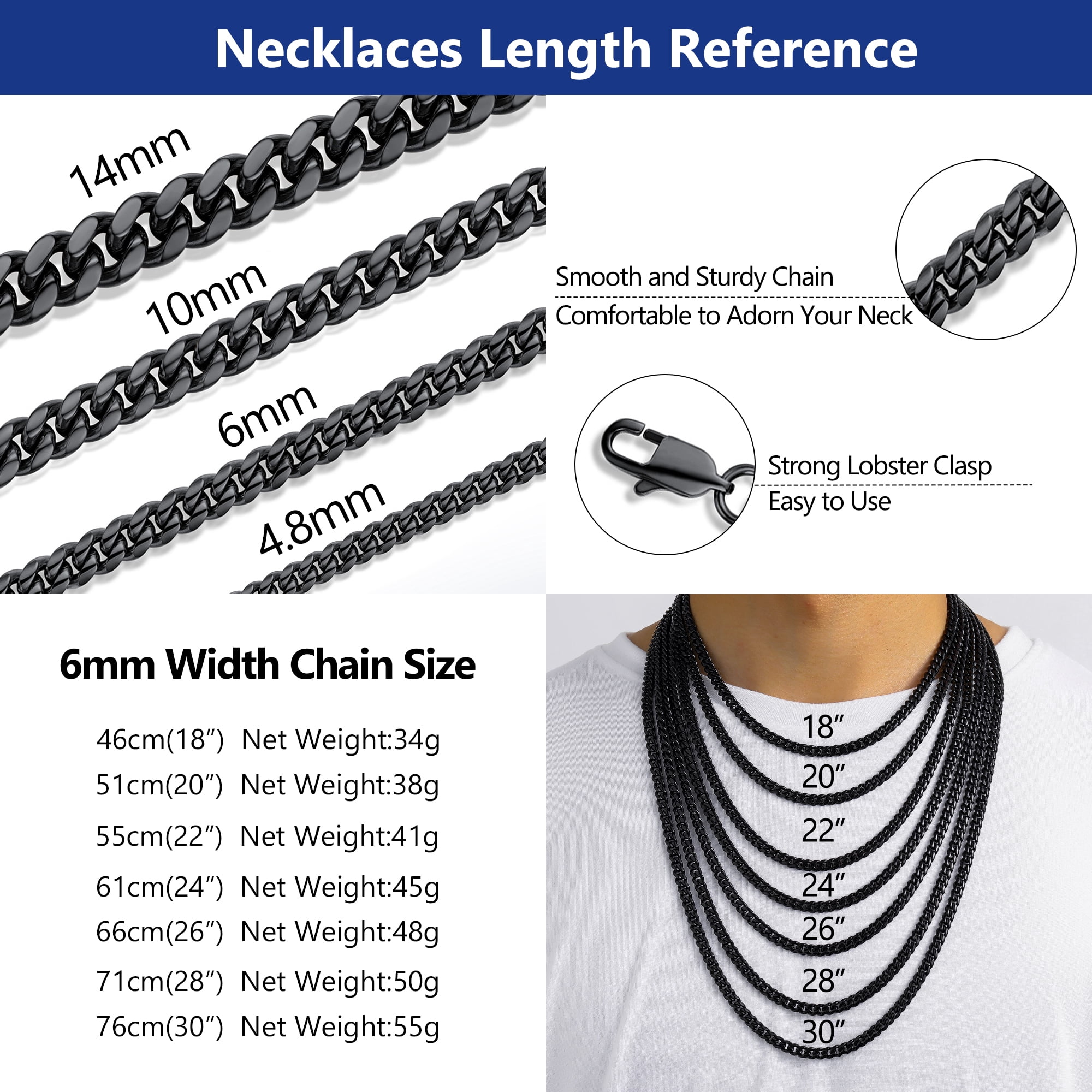 PROSTEEL Cuban Chain for Men Black Plated 6mm Miami Cuban Necklace 26 Inch Hip Hop Mens Gift for Birthday