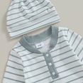 thumbnail image 5 of Bagilaanoe Newborn Baby Girl Boys Fall Jumpsuit Stripe Print Long Sleeve Bodysuit + Hat 3M 6M 12M 18M Infant Casual One Piece Romper, 5 of 7