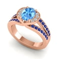 thumbnail image 2 of 2.35 Ct Unique Oval Cut Blue Topaz & Blue Sapphire Gemstone Wedding Ring for Women 14K Rose Gold Size 3 by Diamond-Capitals, 2 of 8