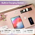 thumbnail image 4 of Kojooin Modern Dresser with RGB LED Lighting, 4 AC + 2 USB Charging Station, 6 Spacious Drawers, Durable MDF & Metal Legs, Easy Assembly,Multifunctional Storage for Bedroom/Living Room, 4 of 7