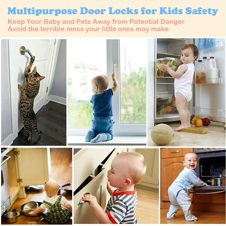 Refrigerators Lock, Child Proof Adhesive Fridge Freezer Lock for Door,  Cabinet Locks Child Safety Latches for Toddler Kids, No Drill