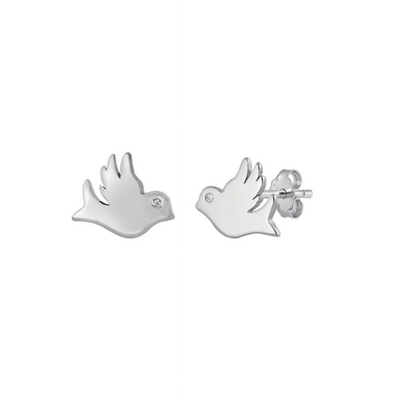 Dove Earrings With CZ, 925 Sterling Silver Jewelry