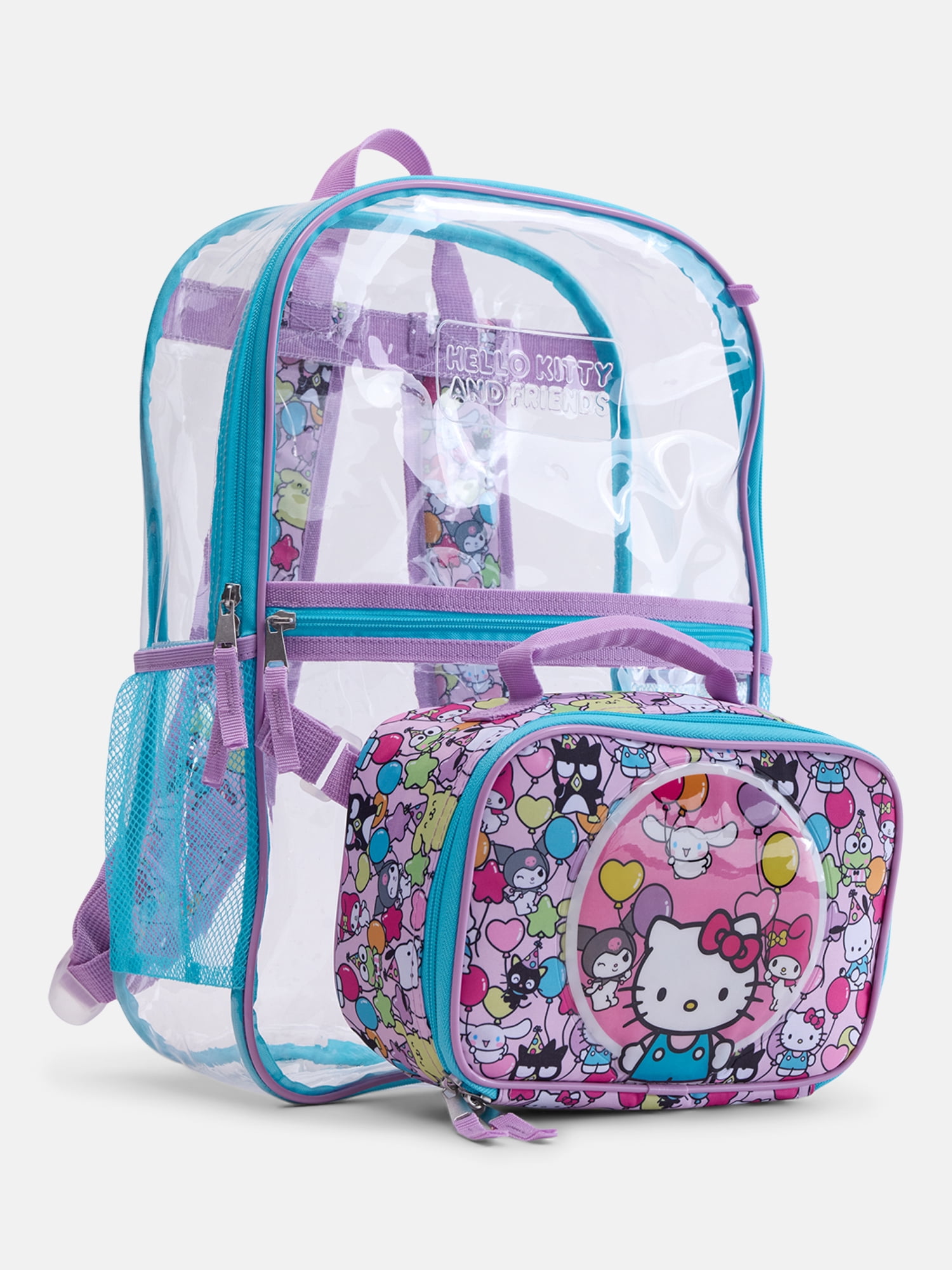 Sanrio Hello Kitty Kids’ Clear Backpack Set with Lunch Bag and Pencil Pouch, 3 Piece