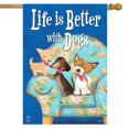 thumbnail image 2 of La vida es mejor con los perros, bandera de la casa, animales, cachorros, amantes de las mascotas, 28 "x 40", 2 of 4