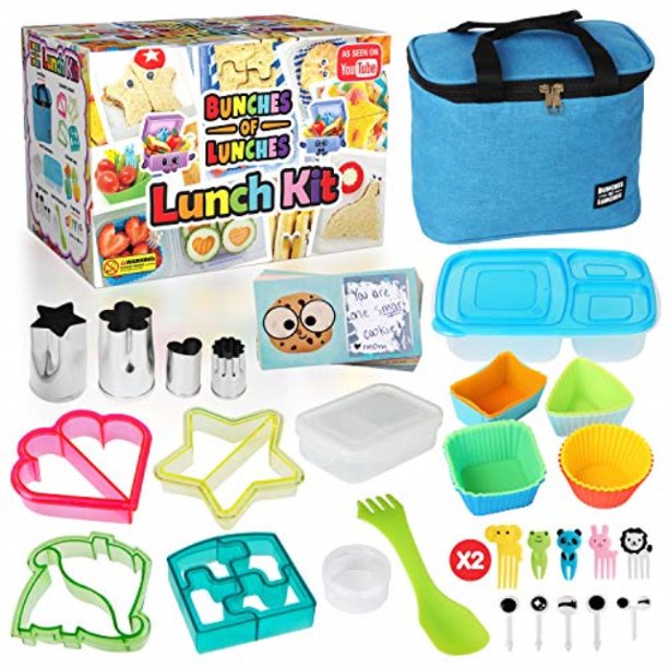bunches of lunches bento box lunch kit for kids insulated kids lunch box with fun sandwich and