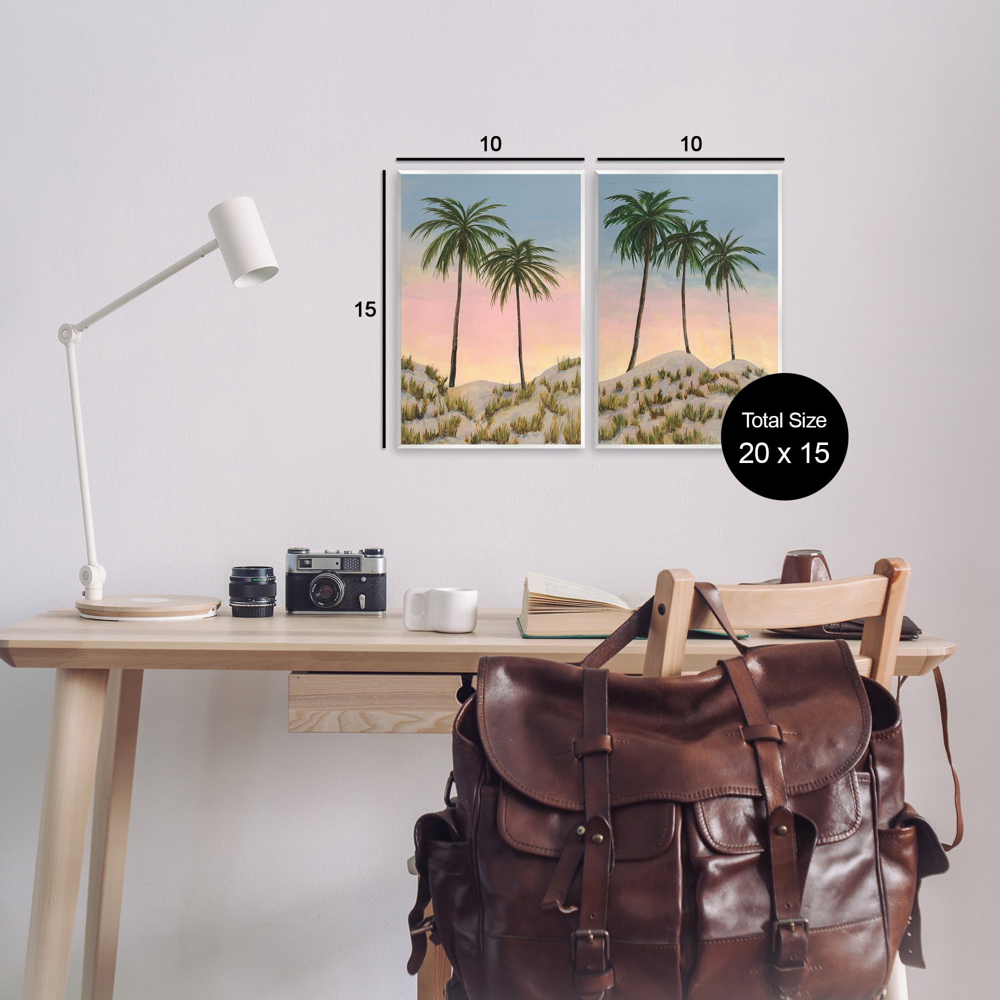 Stupell Industries Sunrise Tropical Scene Landscape Painting Unframed Art Print Wall Art, 10 x 15, Set of 2