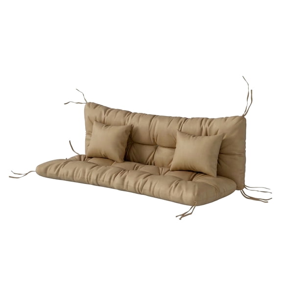 Patio Chair Cushions 4 Piece Set, Outdoor Bench Cushions with Back & Pillows, Khaki