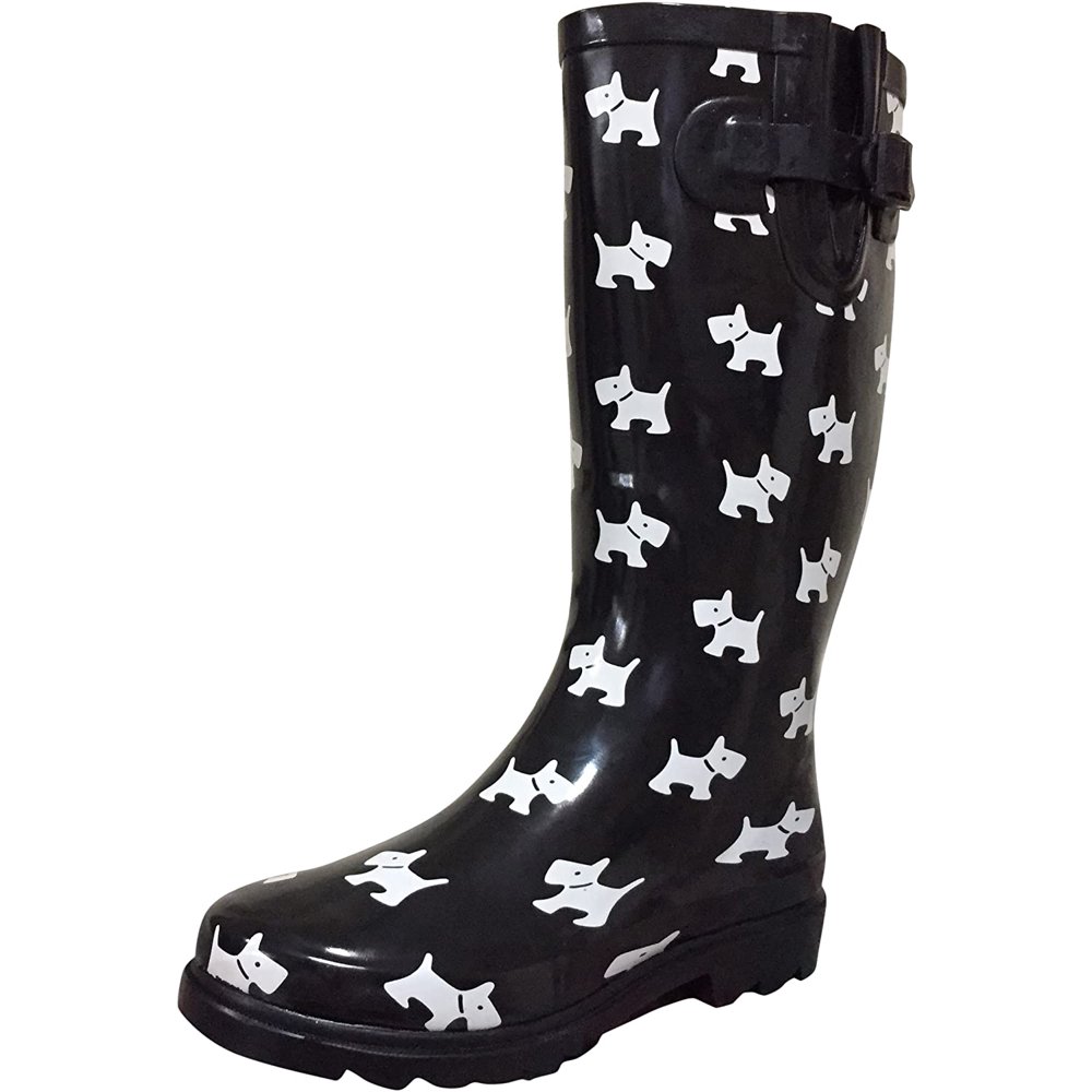 WRB Women's Rain Boots Waterpoof Rubber Mid Calf Colors Wellie Snow Rainboot