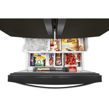 Whirlpool - 27 Cu. Ft. French Door Refrigerator with Platter Pocket - Black Stainless Steel