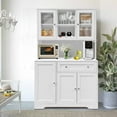 thumbnail image 2 of Kitchen Pantry Storage Cabinet with Drawers, Modern White Buffet with Microwave Stand, Tall Hutch with 14 Shelves, White, 2 of 8