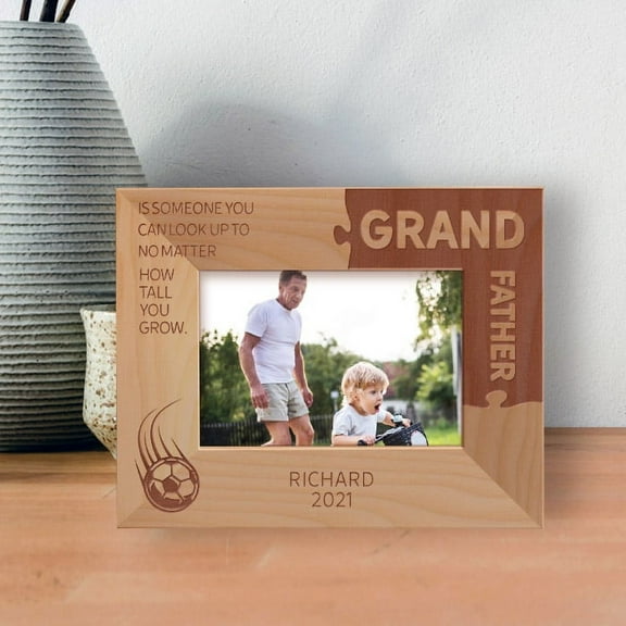 Grand Father Is Someone You Can Look Up To No Matter How Tall You Grow Personalized Wooden Frame-5" x 3 1/2" Brown Horizontal