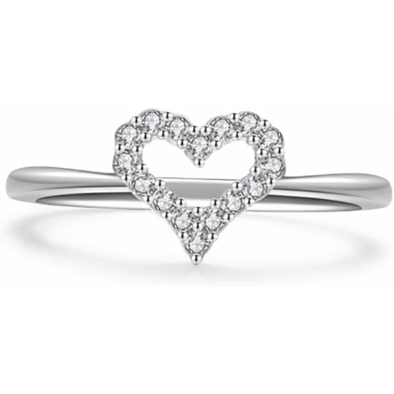 Love Heart Engagement Ring for Women 925 Sterling Silver Cubic Zirconia Hollow Heart Promise Rings Wedding Band Statement Fashion Jewelry
