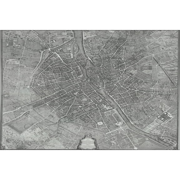 24"x36" Gallery Poster, Turgot Map of Paris France 1736