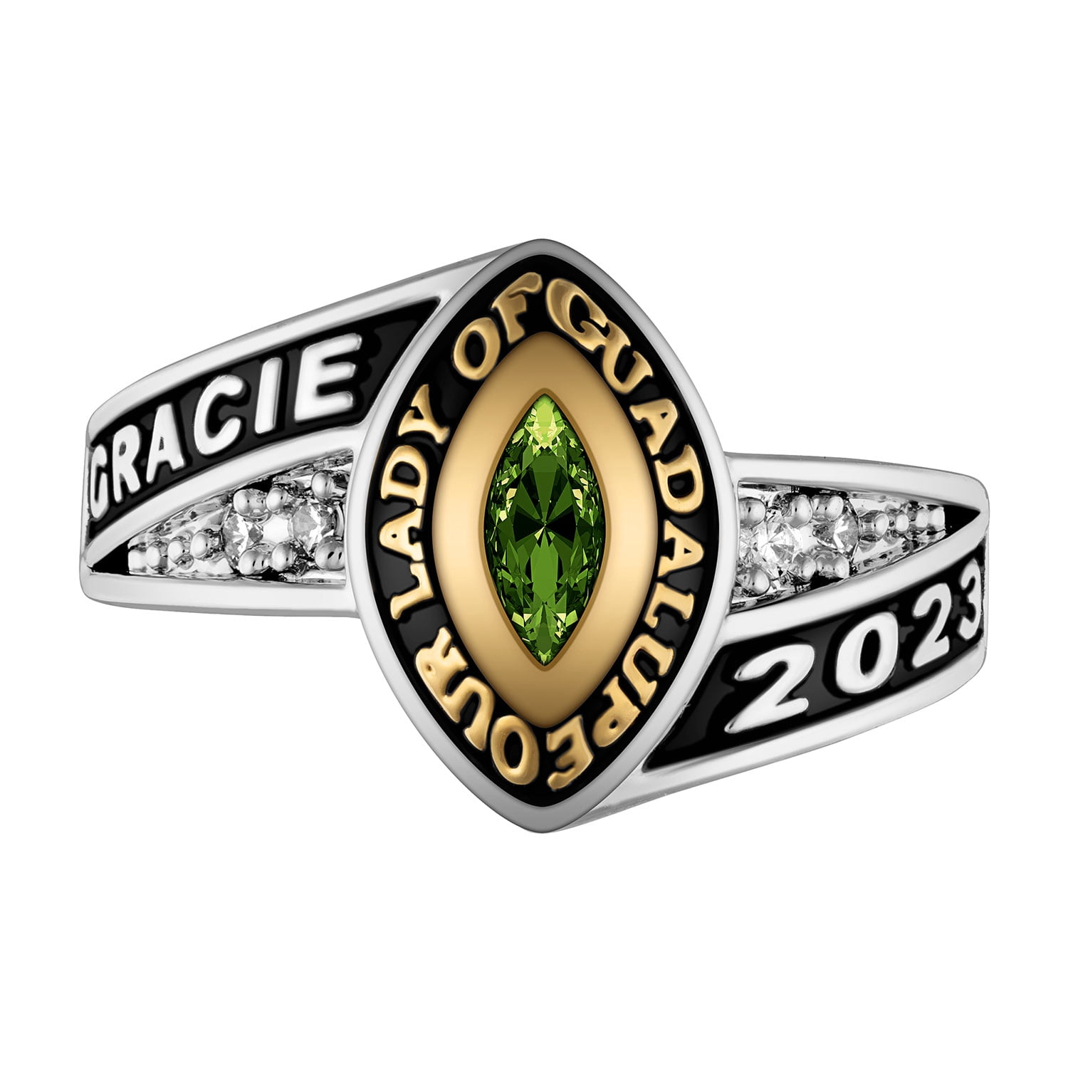 Order Now for 2025 Graduation, Freestyle Women's Marquise Birthstone Class Ring Sterling Silver, Personalized, High School or College Graduation