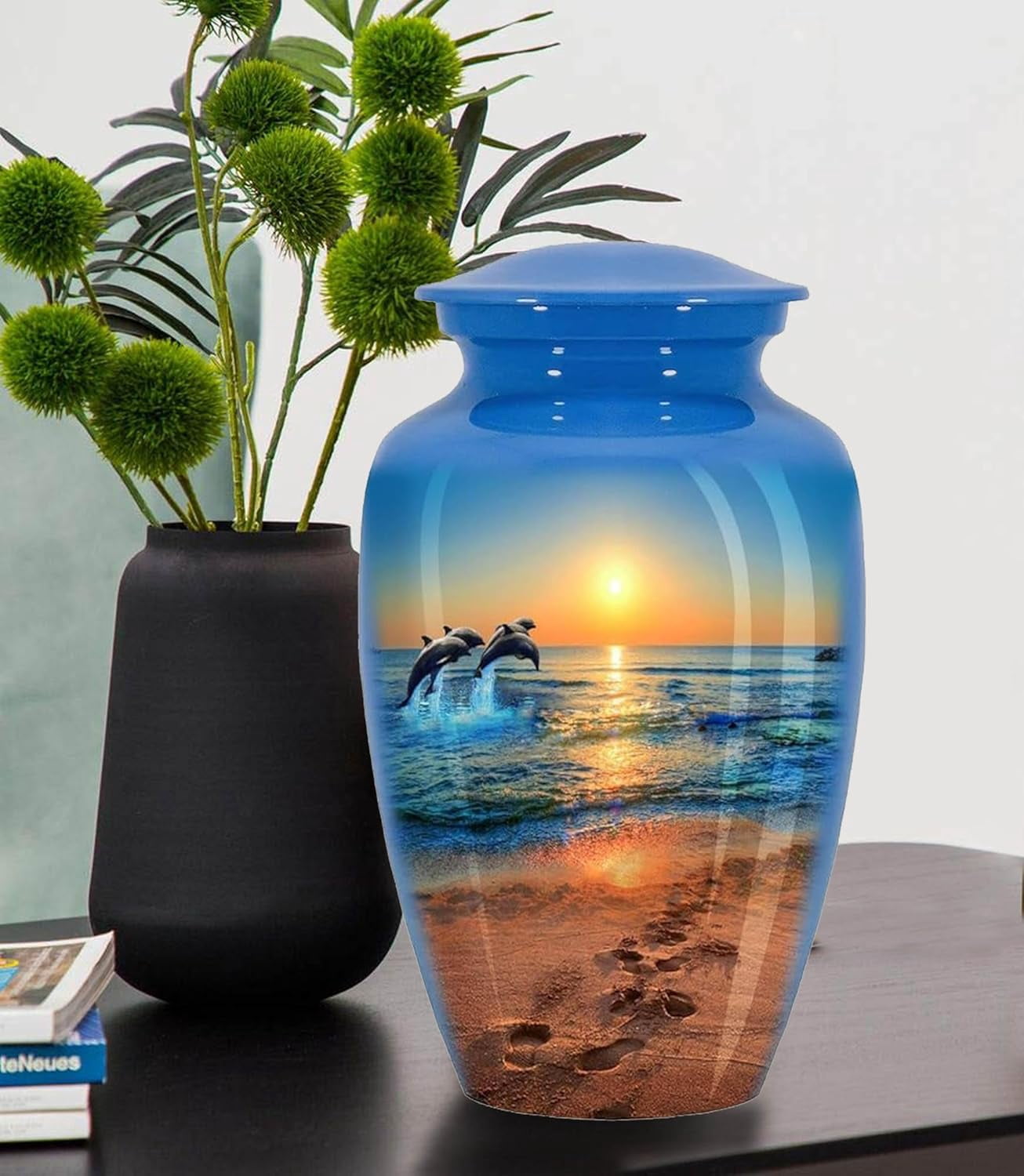 Dolphin Cremation Urn for Human Ashes Adult for Funeral, Burial & Home - Urns for Ashes Adult Memorials Urn Crafts - Large Urns & Cremation Urns for Divine Dolphins Size 10x6.5 in