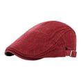 thumbnail image 1 of AWZXDE Béret Homme Couleur Unie à Rayures Verticales Ordinaire Polyvalent à la Mode Décontracté Chaud Confortable pour Automne Hiver Rouge, 1 of 5