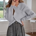 thumbnail image 4 of Ediodpoh Front Knit Pullover Sweater Soft Autumn Winter Casual Tunic Top for Cozy Layering Knit Tops for Women for Elegant and Warm Grey, 4 of 5