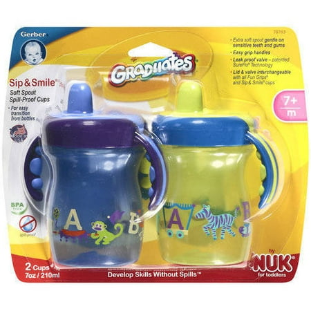 Gerber Graduates Sip & Smile Soft Spout Spill-Proof, BPA-Free, 7 oz, 2ct