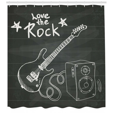 Guitar Shower Curtain Love The Rock Music Themed Sketch Art Sound