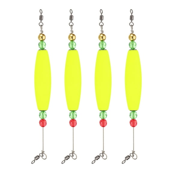 UXcell Fishing Bobbers Floats 8.3 Inch, 4 Pack Olive Fishing Bobbers Popping Corks Float Weighted Bobbers Fishing Tackle, Yellow