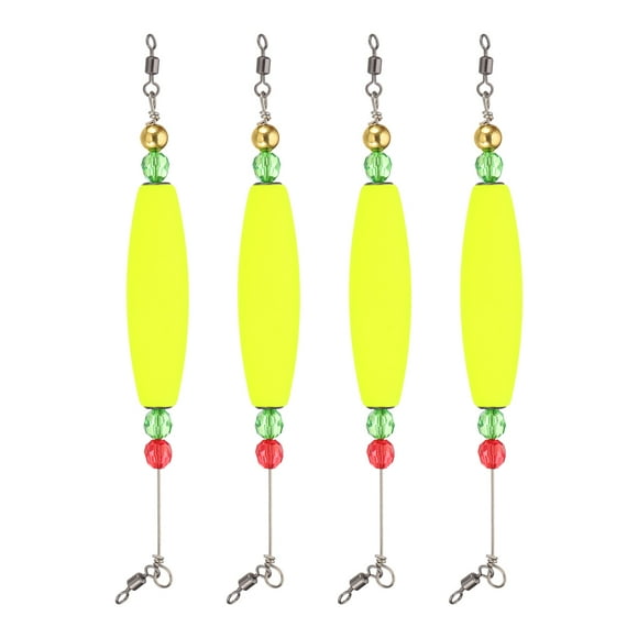 UXcell Fishing Bobbers Floats 8.3 Inch, 4 Pack Olive Fishing Bobbers Popping Corks Float Weighted Bobbers Fishing Tackle, Yellow