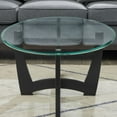 thumbnail image 6 of 48 Inch Oval Glass Coffee Table, Black Round Coffee Table Center Table with Glass Top, Small Coffee Table for Living Room, Office and Apartment, 6 of 7