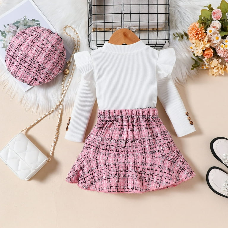 pink toddler christmas dress Chic Pink Plaid Toddler Cape Dress