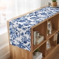 thumbnail image 6 of Blue Spring Floral 108 Inch Table Runner, Summer Botanical Bird Farmhouse Dresser Scarf Cotton & Linen Tablerunner for Dining/Kitchen Island/Holiday Party Décor 13" x 108", 6 of 9