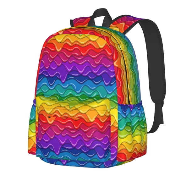 Rateoe Bright Rainbow Pattern Student Backpack,Backpack for School,Lightweight Bag,Travel Backpack,Outdoor Backpack,Large Capacity Backpack